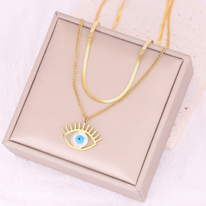 Wholesale Devil's Eye Pendant Fashion Stainless Steel Necklace JDC-NE-Bingm017 necklaces 冰萌 1# Wholesale Jewelry JoyasDeChina Joyas De China