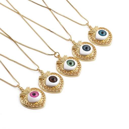 Wholesale Devil's Eye Pendant Gold Color Copper Necklaces JDC-NE-ML146 necklaces JoyasDeChina Wholesale Jewelry JoyasDeChina Joyas De China