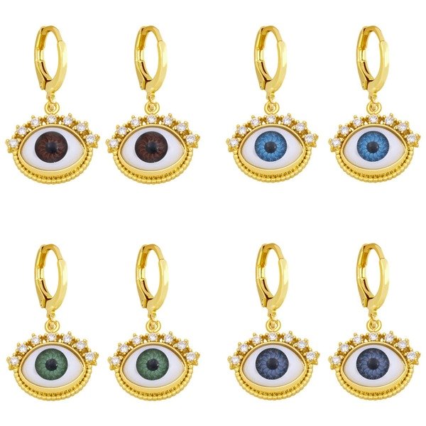 Wholesale Devil's Eye Zircon Copper Plated 18k Gold Earrings JDC-ES-AS-005 Earrings 翱?N Wholesale Jewelry JoyasDeChina Joyas De China