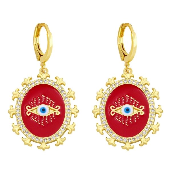 Wholesale Devil's Eye Zircon Copper Plated 18k Gold Earrings JDC-ES-AS-030 Earrings 翱?N Wholesale Jewelry JoyasDeChina Joyas De China