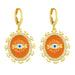 Wholesale Devil's Eye Zircon Copper Plated 18k Gold Earrings JDC-ES-AS-030 Earrings 翱?N orange Wholesale Jewelry JoyasDeChina Joyas De China