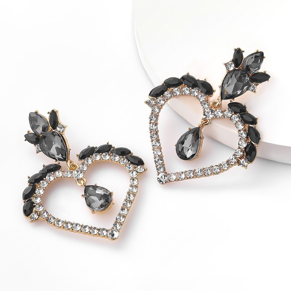 Wholesale diamond and flower heart-shaped alloy earrings JDC-ES-JL050 Earrings JoyasDeChina Wholesale Jewelry JoyasDeChina Joyas De China