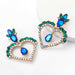 Wholesale diamond and flower heart-shaped alloy earrings JDC-ES-JL050 Earrings JoyasDeChina blue green Wholesale Jewelry JoyasDeChina Joyas De China