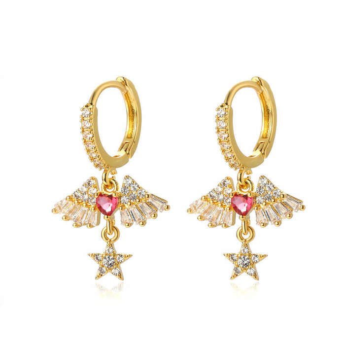 Wholesale diamond angel wings earrings JDC-ES-D565 Earrings JoyasDeChina 01 imitation gold Wholesale Jewelry JoyasDeChina Joyas De China