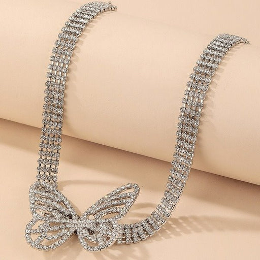 Wholesale Diamond Butterfly Silver Necklaces JDC-NE-YWJQ009 Necklaces 砱拫儕? Wholesale Jewelry JoyasDeChina Joyas De China