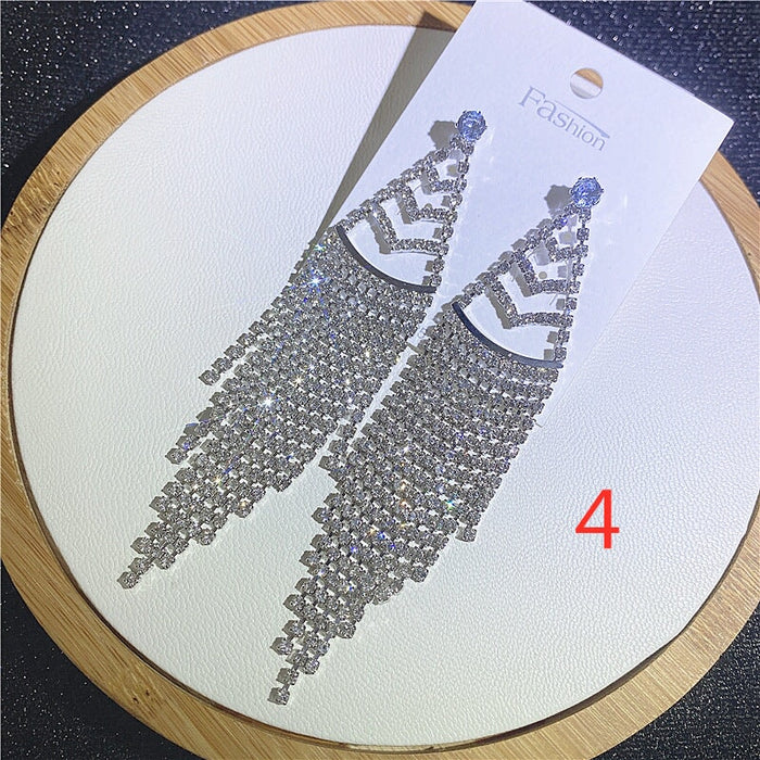 Wholesale diamond earrings long tassels JDC-ES-rut001 Earrings 如通 2 Wholesale Jewelry JoyasDeChina Joyas De China
