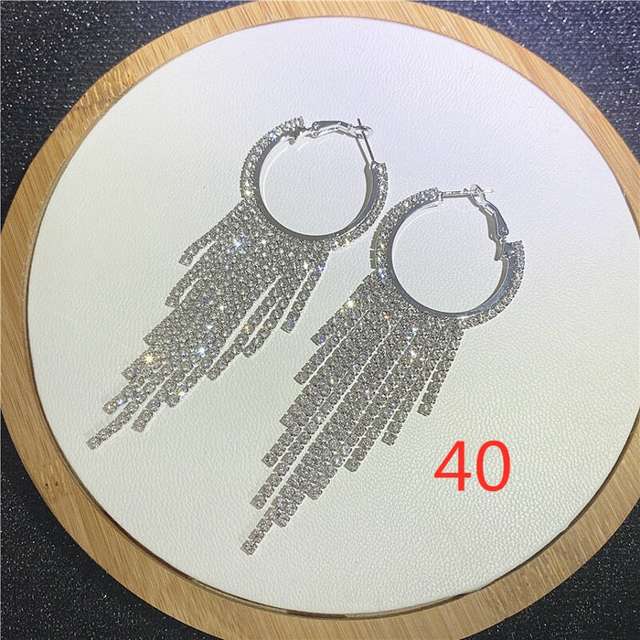 Wholesale diamond earrings long tassels JDC-ES-rut001 Earrings 如通 Wholesale Jewelry JoyasDeChina Joyas De China