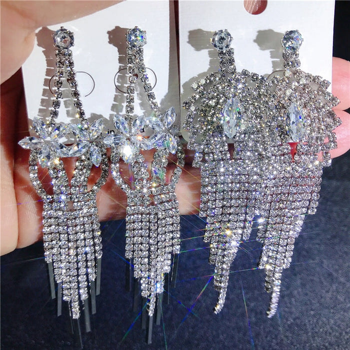 Wholesale diamond earrings long tassels JDC-ES-rut001 Earrings 如通 Wholesale Jewelry JoyasDeChina Joyas De China