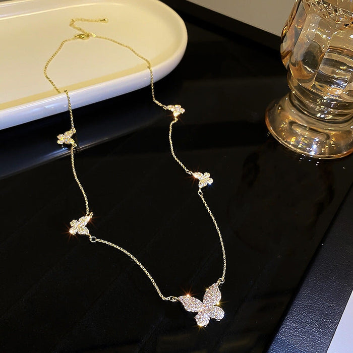 Wholesale diamond-encrusted butterfly alloy necklace JDC-NE-BaoY008 Necklaces 宝钰 1 Wholesale Jewelry JoyasDeChina Joyas De China