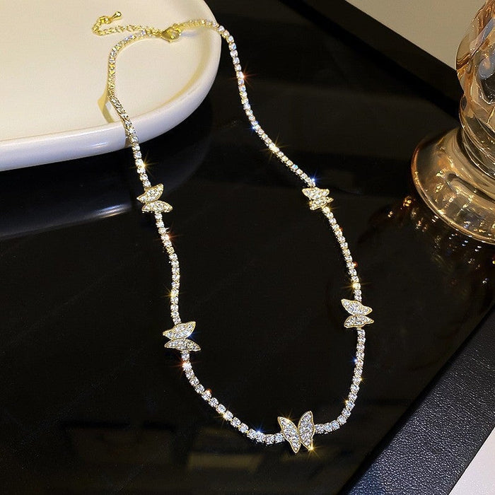 Wholesale diamond-encrusted butterfly alloy necklace JDC-NE-BaoY008 Necklaces 宝钰 2 Wholesale Jewelry JoyasDeChina Joyas De China