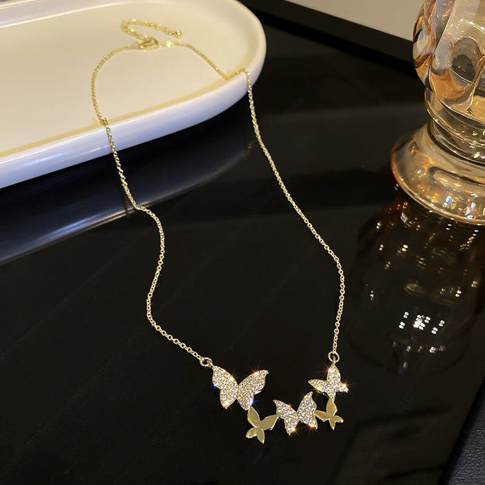 Wholesale diamond-encrusted butterfly alloy necklace JDC-NE-BaoY008 Necklaces 宝钰 3 Wholesale Jewelry JoyasDeChina Joyas De China