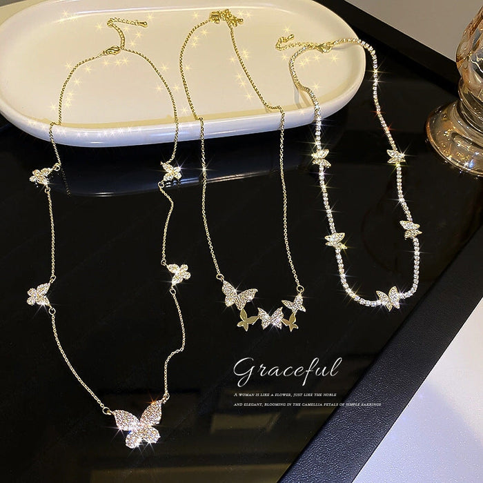 Wholesale diamond-encrusted butterfly alloy necklace JDC-NE-BaoY008 Necklaces 宝钰 Wholesale Jewelry JoyasDeChina Joyas De China