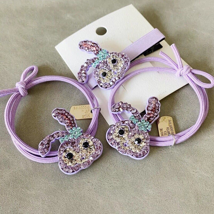 Wholesale diamond-encrusted cartoon bunny children hair rope (F) JDC-HS-GSFS011 Hair Scrunchies 夙尚 Wholesale Jewelry JoyasDeChina Joyas De China