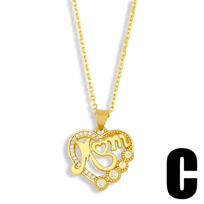 Wholesale diamond-encrusted heart shaped Mother's Day necklace JDC-NE-AOS016 Necklaces 翱昇 Wholesale Jewelry JoyasDeChina Joyas De China