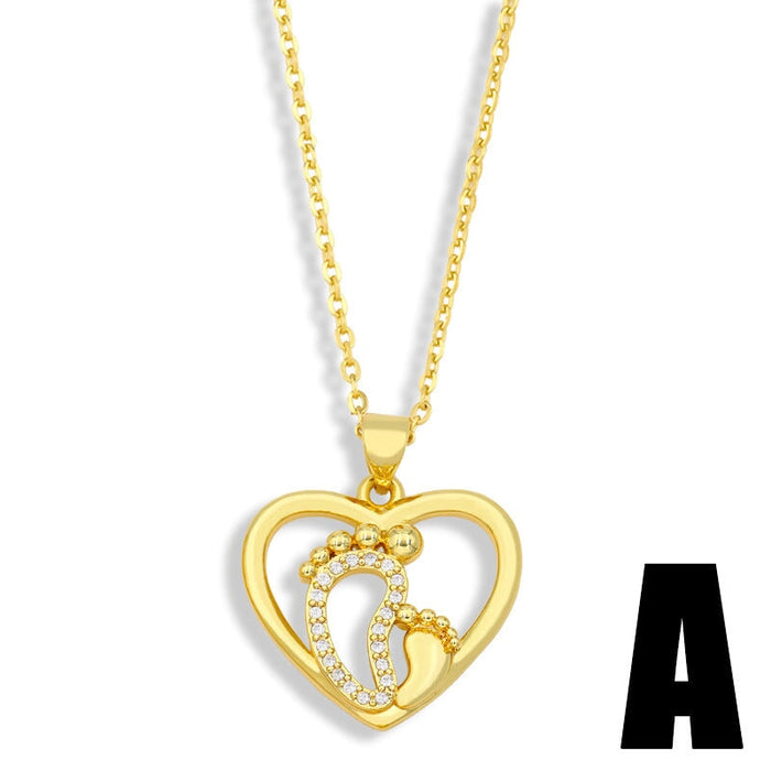 Wholesale diamond-encrusted heart shaped Mother's Day necklace JDC-NE-AOS016 Necklaces 翱昇 A Wholesale Jewelry JoyasDeChina Joyas De China