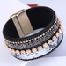 Bulk Jewelry Wholesale diamond-encrusted leather magnet buckle wide temperament bracelet JDC-BT-wy043 Wholesale factory from China YIWU China