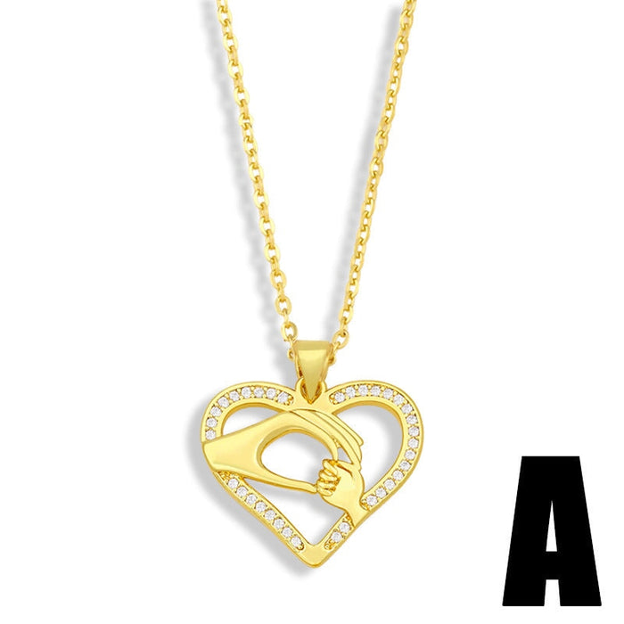 Wholesale diamond-encrusted peach heart love mother's day necklace JDC-NE-AOS018 Necklaces 翱昇 Wholesale Jewelry JoyasDeChina Joyas De China