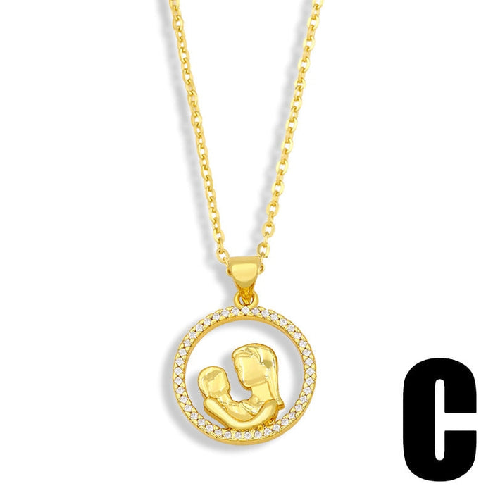 Wholesale diamond-encrusted peach heart love mother's day necklace JDC-NE-AOS018 Necklaces 翱昇 C Wholesale Jewelry JoyasDeChina Joyas De China