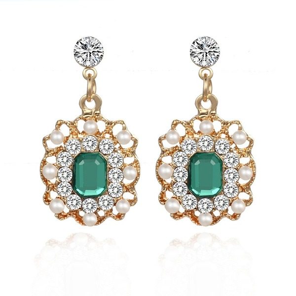 Bulk Jewelry Wholesale diamond-encrusted pearl square earrings 	JDC-NE-b146 Wholesale factory from China YIWU China
