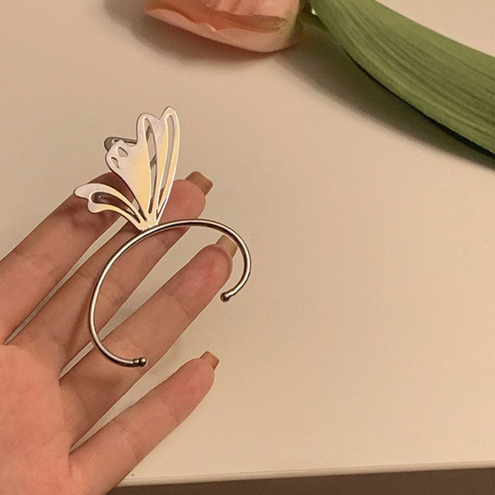 Wholesale diamond-encrusted silver butterfly earhook JDC-ES-ChiH008 Earrings 池豪 Guangyizhi Wholesale Jewelry JoyasDeChina Joyas De China