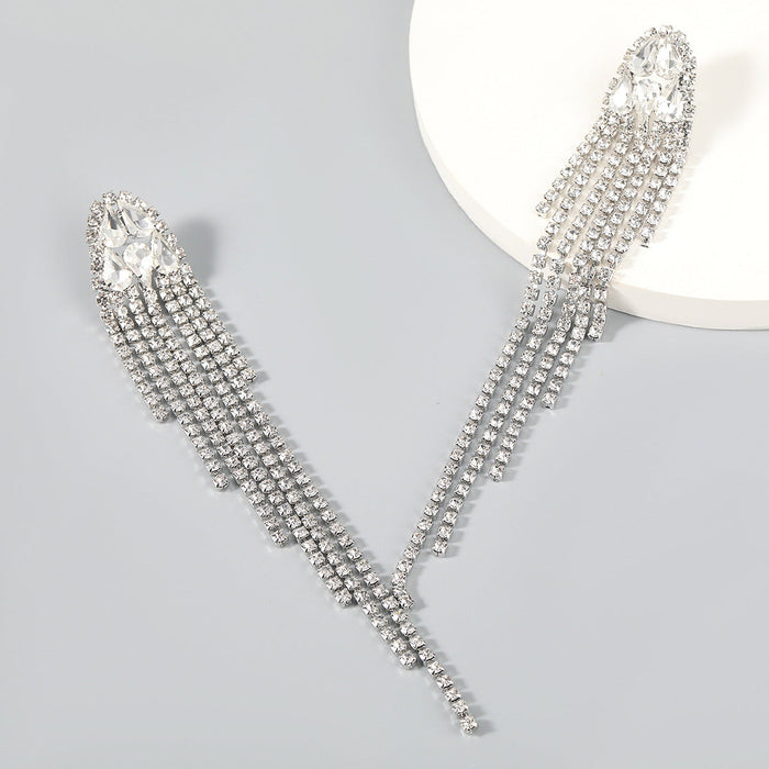 Wholesale diamond full diamond geometric Tassel Earrings JDC-ES-JL514 Earrings JoyasDeChina silver Wholesale Jewelry JoyasDeChina Joyas De China