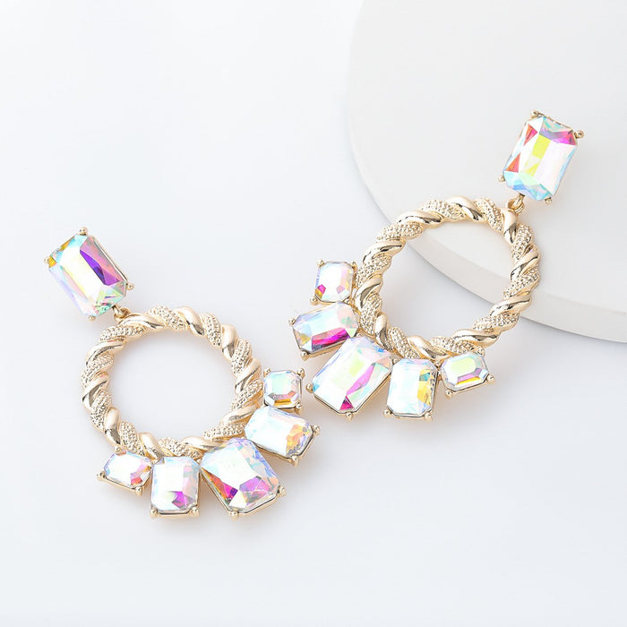 Wholesale diamond geometric alloy earrings JDC-ES-JL068 Earrings JoyasDeChina AB color Wholesale Jewelry JoyasDeChina Joyas De China