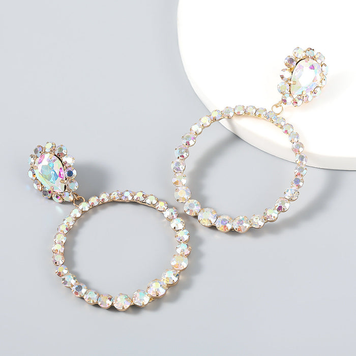 Wholesale diamond glass diamond round earrings earrings JDC-ES-JL529 Earrings JoyasDeChina golden Wholesale Jewelry JoyasDeChina Joyas De China