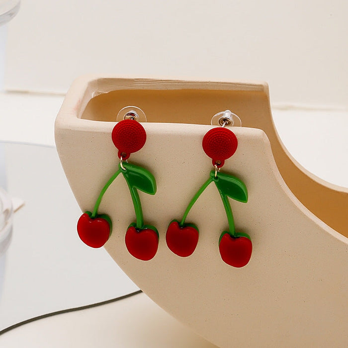 Wholesale diamond inlaid alloy Cherry Earrings JDC-ES-GSMDD030 Earrings 萌豆豆 Wholesale Jewelry JoyasDeChina Joyas De China