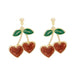 Wholesale diamond inlaid alloy Cherry Earrings JDC-ES-GSMDD030 Earrings 萌豆豆 E1702-1SLIVER Wholesale Jewelry JoyasDeChina Joyas De China