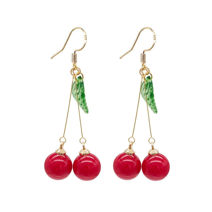 Wholesale diamond inlaid alloy Cherry Earrings JDC-ES-GSMDD030 Earrings 萌豆豆 E2449-1SLIVER Wholesale Jewelry JoyasDeChina Joyas De China