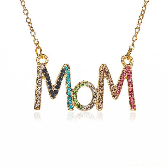 Wholesale diamond inlaid mom letter necklace simple mother's Day gift JDC-NE-D012 Necklaces 晴雯 Wholesale Jewelry JoyasDeChina Joyas De China