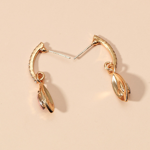 Wholesale diamond inlaid oval long earrings JDC-ES-KQ089 Earrings JoyasDeChina Wholesale Jewelry JoyasDeChina Joyas De China