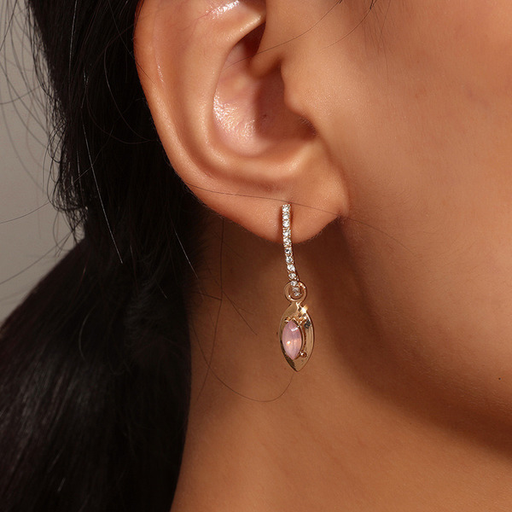 Wholesale diamond inlaid oval long earrings JDC-ES-KQ089 Earrings JoyasDeChina Wholesale Jewelry JoyasDeChina Joyas De China
