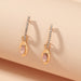 Wholesale diamond inlaid oval long earrings JDC-ES-KQ089 Earrings JoyasDeChina Pink KC gold Wholesale Jewelry JoyasDeChina Joyas De China