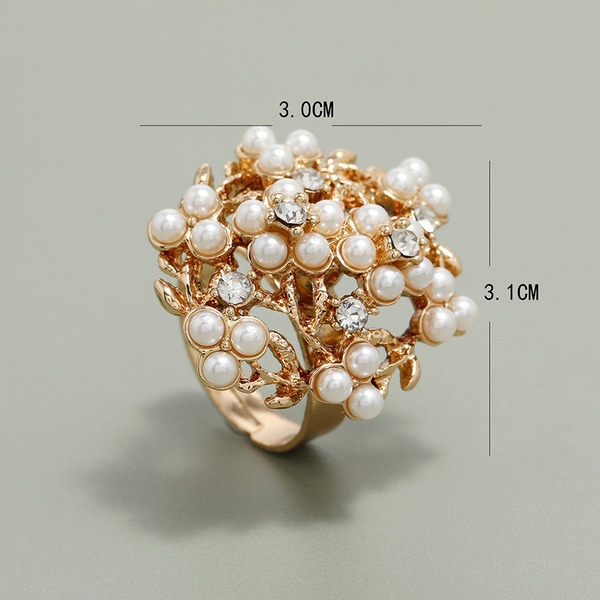 Wholesale diamond inlaid pearl flower ring JDC-RS-KQ011 Rings JoyasDeChina Wholesale Jewelry JoyasDeChina Joyas De China