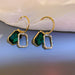 Wholesale diamond inlaid square emerald Earrings JDC-ES-BY-075 Earrings 宝钰 green Wholesale Jewelry JoyasDeChina Joyas De China