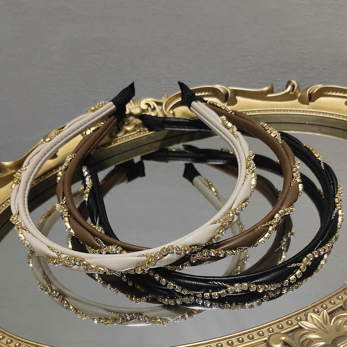 Wholesale diamond metal chain braided twist head hoop JDC-HD-TC009 Headband JoyasDeChina Wholesale Jewelry JoyasDeChina Joyas De China