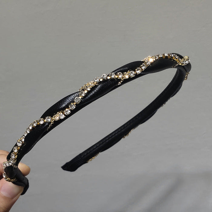 Wholesale diamond metal chain braided twist head hoop JDC-HD-TC009 Headband JoyasDeChina black Wholesale Jewelry JoyasDeChina Joyas De China
