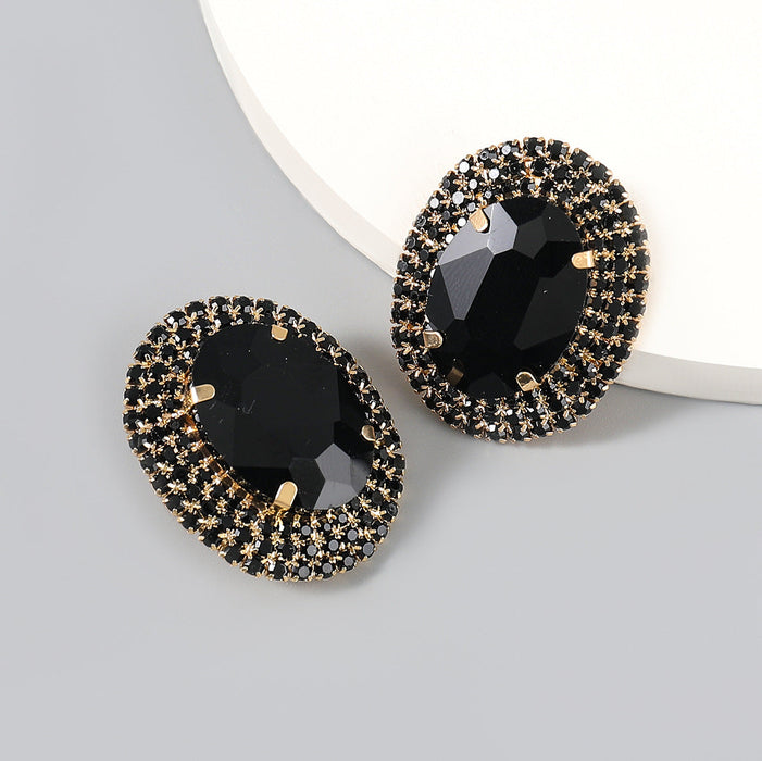 Wholesale diamond oval alloy earrings JDC-ES-JL036 Earrings JoyasDeChina black Wholesale Jewelry JoyasDeChina Joyas De China