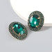 Wholesale diamond oval alloy earrings JDC-ES-JL036 Earrings JoyasDeChina green Wholesale Jewelry JoyasDeChina Joyas De China