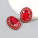 Wholesale diamond oval alloy earrings JDC-ES-JL036 Earrings JoyasDeChina red Wholesale Jewelry JoyasDeChina Joyas De China