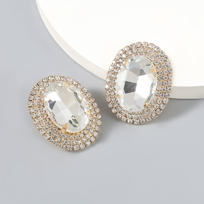 Wholesale diamond oval alloy earrings JDC-ES-JL036 Earrings JoyasDeChina white Wholesale Jewelry JoyasDeChina Joyas De China