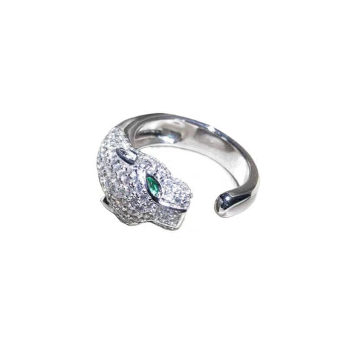 Wholesale diamond-set adjustable leopard head opening metal ring MOQ≥5 JDC-RS-NS013 Rings 尼森 Platinum MOQ5 Wholesale Jewelry JoyasDeChina Joyas De China