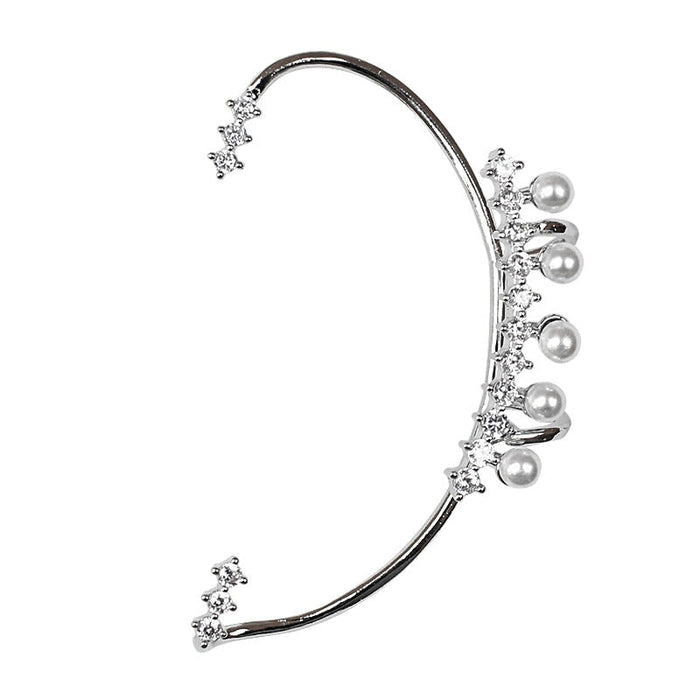 Wholesale diamond-set pearl alloy earhook JDC-ES-ChiH001 Earrings 池豪 Left ear Wholesale Jewelry JoyasDeChina Joyas De China