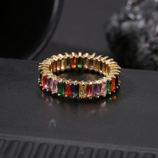 Wholesale diamond set seven color zircon copper rings JDC-RS-KS003 Rings JoyasDeChina Wholesale Jewelry JoyasDeChina Joyas De China