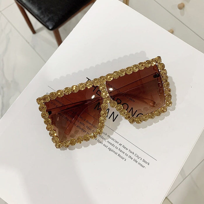 Wholesale diamond-set square frame sunglasses JDC-SG-KD129 Sun Glasses 珂盾 champagne 1 Wholesale Jewelry JoyasDeChina Joyas De China