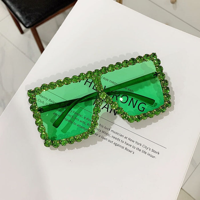 Wholesale diamond-set square frame sunglasses JDC-SG-KD129 Sun Glasses 珂盾 Green 1 Wholesale Jewelry JoyasDeChina Joyas De China