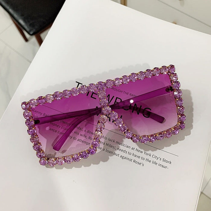 Wholesale diamond-set square frame sunglasses JDC-SG-KD129 Sun Glasses 珂盾 Purple 1 Wholesale Jewelry JoyasDeChina Joyas De China