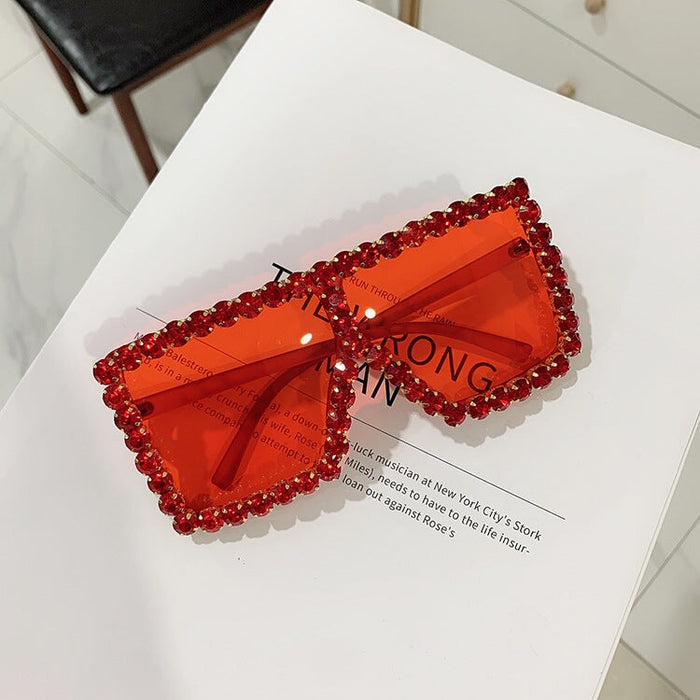 Wholesale diamond-set square frame sunglasses JDC-SG-KD129 Sun Glasses 珂盾 Red 1 Wholesale Jewelry JoyasDeChina Joyas De China