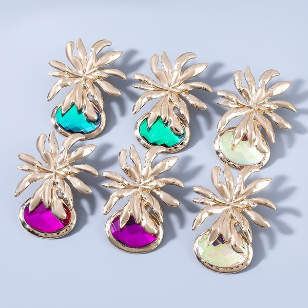 Wholesale diamond-studded acrylic flower alloy earrings JDC-ES-JL109 Earrings JoyasDeChina Wholesale Jewelry JoyasDeChina Joyas De China